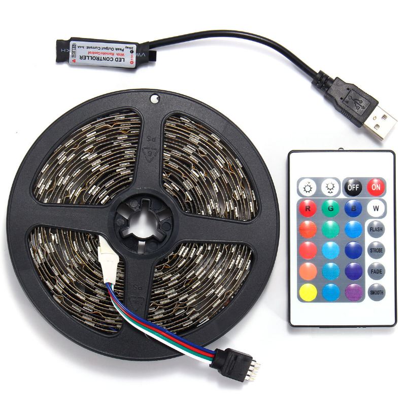 0.5/1/2/3/4/5m Smd5050 Rgb Led Pásková Lampa Sada Pro Podsvícení Tv + Usb Dálkové Ovládání Dc5v