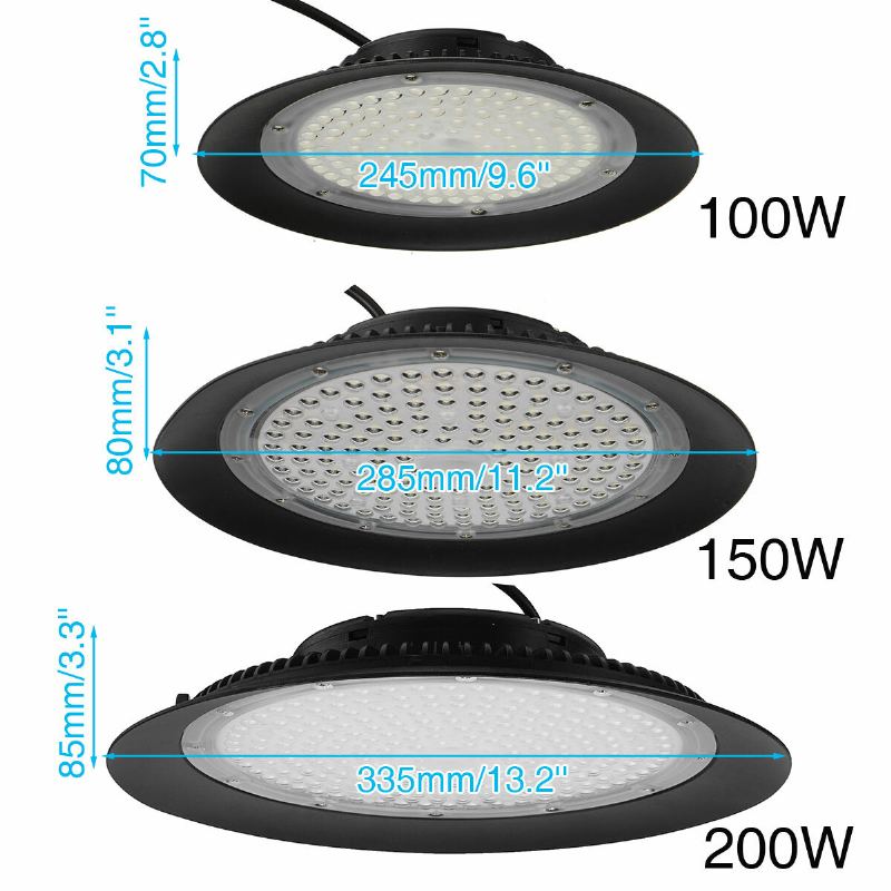 100w 150w 200w Led Workshop Lights High Bay Lamp Ufo Shed Industrial Warehouse