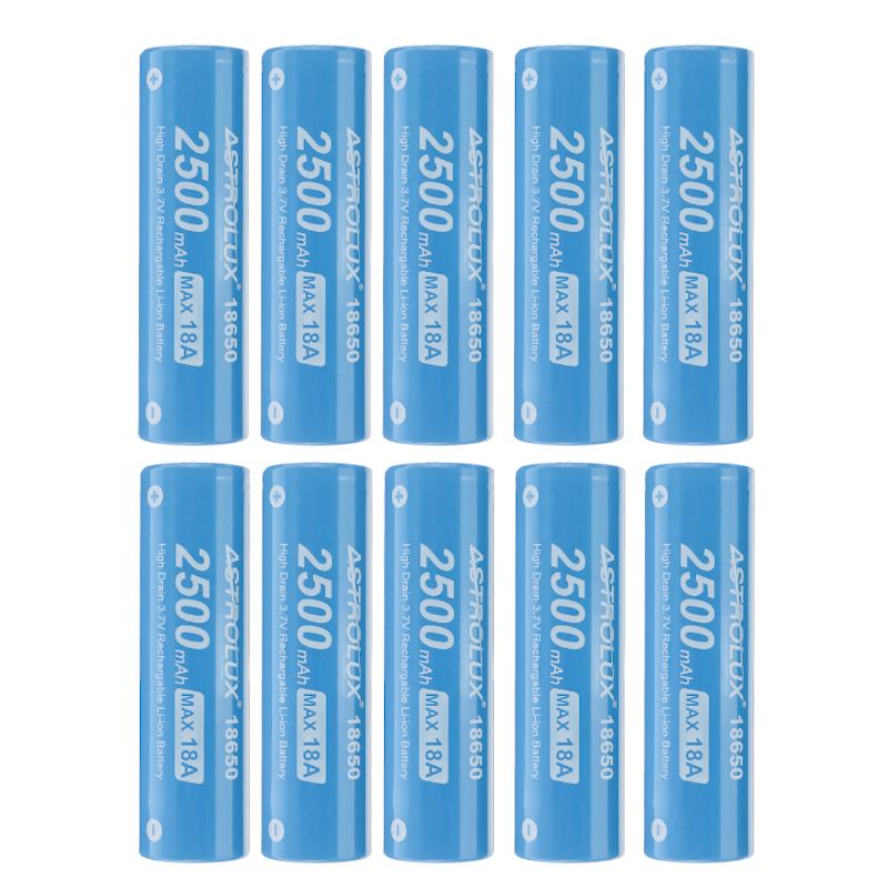 10ks E1825 18a 2500mah 3.7v 18650 Li-ion Baterie Nechráněná Dobíjecí Lithiová S Vysokým Odběrem Pro Astrolux Nitecore Lumintop Fenix Olight Svítilny Rc Hračky Domácí Nářadí