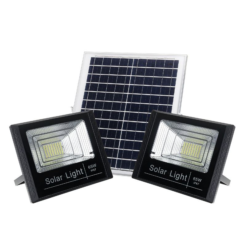 10w 25w 45w 65w Solární Panel Se 2 Nástěnnými Svítidly Vodotěsné Dálkové Ovládání Flood Light Park Yard Garden Příjezdová Cesta