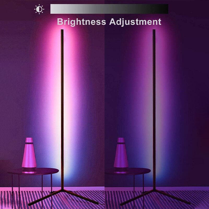 1.1/1.4/1.6m Rgb Rohová Stojací Lampa Moderní Barevné Dálkové Minimalistické Led Světlo