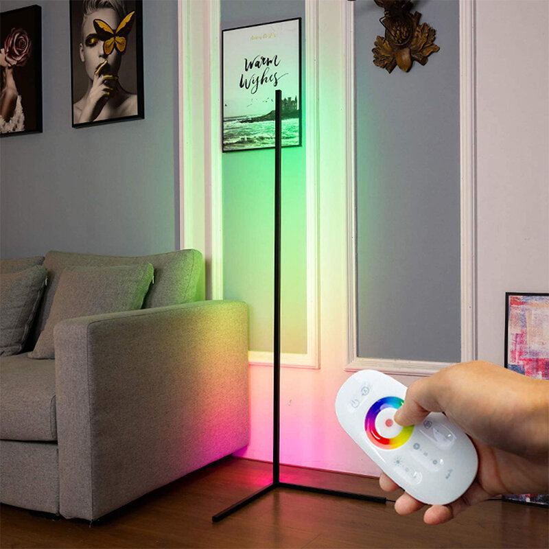 1.1/1.4/1.6m Rgb Rohová Stojací Lampa Moderní Barevné Dálkové Minimalistické Led Světlo