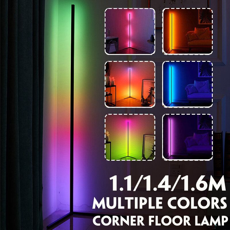 1.1/1.4/1.6m Rgb Rohová Stojací Lampa Moderní Barevné Dálkové Minimalistické Led Světlo