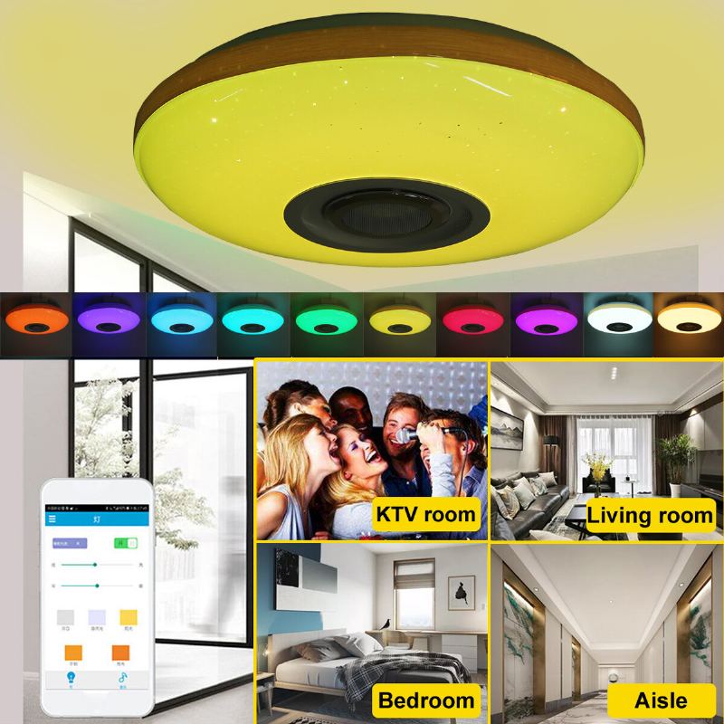 120w Led Stropní Lampa Bluetooth Hudební Reproduktor Stmívatelné Dálkové Ovládání Rgb Světla