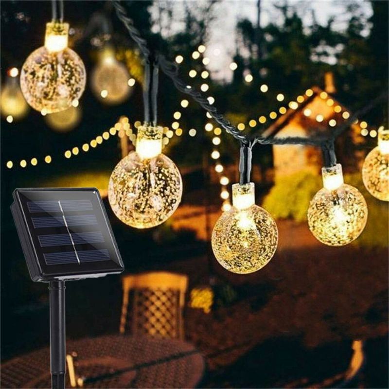 12m 8 Režimů 100led Solární Struna Světlo Křišťálová Koule Pohádková Lampa Svatba Holiday Home Party Vánoční Strom Dekorace Světla