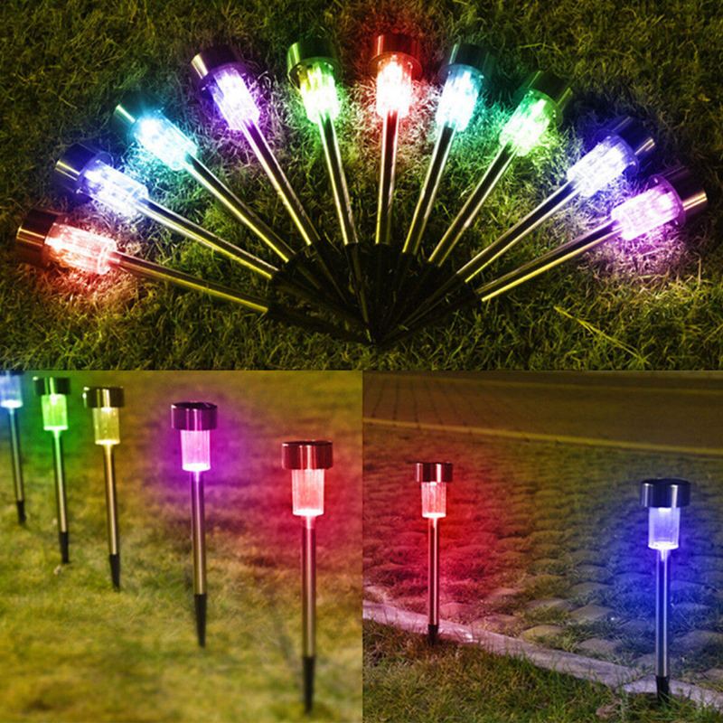 12pcs Solární Světla Venkovní Cesta Zahrada Led Z Nerezové Oceli Vodotěsné Osvětlení Krajiny Trávník Patio Dvůr Chodník Příjezdová