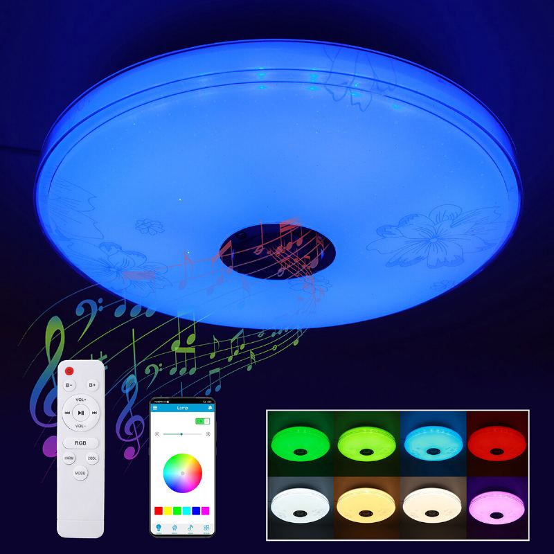 16" 100w Led Rgb Hudební Stropní Lampa Bluetooth App+dálkové Ovládání Ložnice Workshop 85v-265v