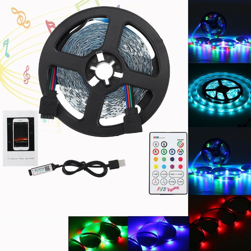 1m/2m/3m/4m/5m Bluetooth App 3528smd Rgb Usb Led Páskové Světlo Vnitřní Provázková Pásková Lampa + Dálkové Ovládání