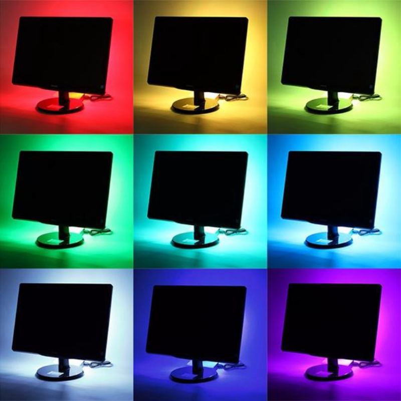 1m 2m 3m 4m Vodotěsný 5050 Rgb Led Pásek Usb Pro Podsvícení Tv Sada Pro + Dálkový Ovladač S 24 Klíči