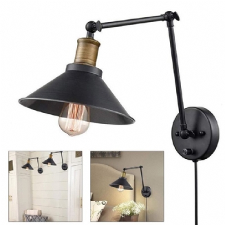 1pcs/2pcs 60w 110v Us Zástrčka Industrial Black Sconce Nastavitelný Úhel Otočného Ramene Vintage Nástěnná Zásuvná Lampa