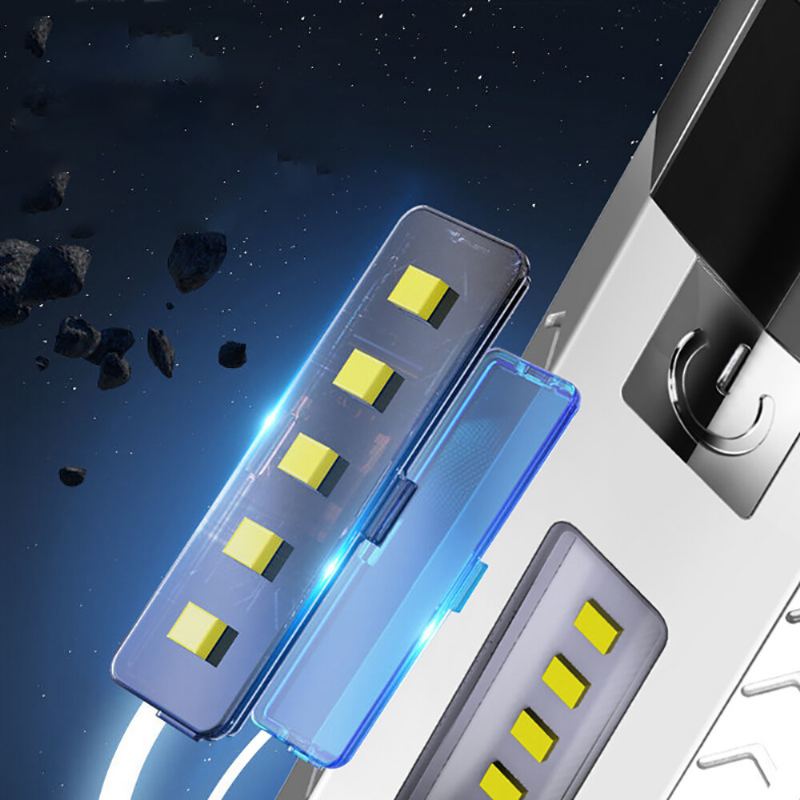 2*led+5*cob Svítilna Se Třemi Zdroji Světla 18650 Usb Dobíjecí Přenosná Vodotěsná Led S Funkcí Powerbanky