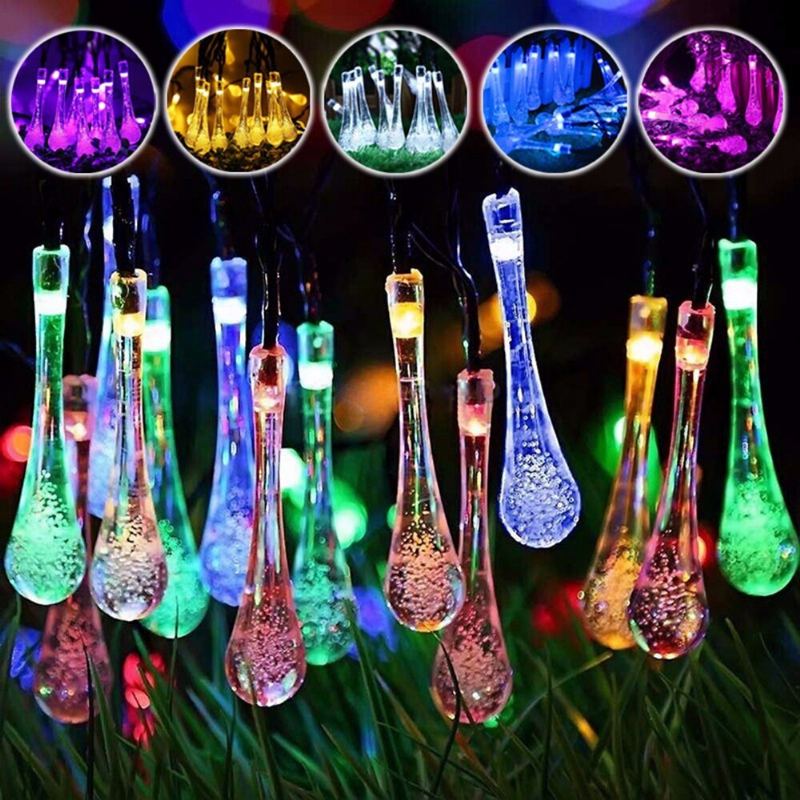 20m 200 Led Solární Kapka Vody Fairy String Light Garden Party Vánoční Dekorace