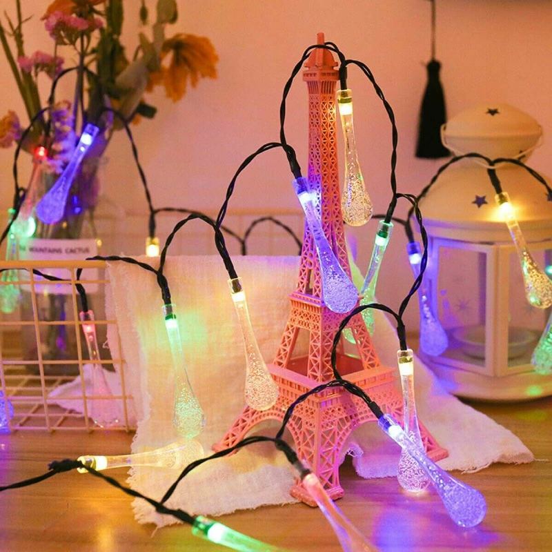 20m 200 Led Solární Kapka Vody Fairy String Light Garden Party Vánoční Dekorace