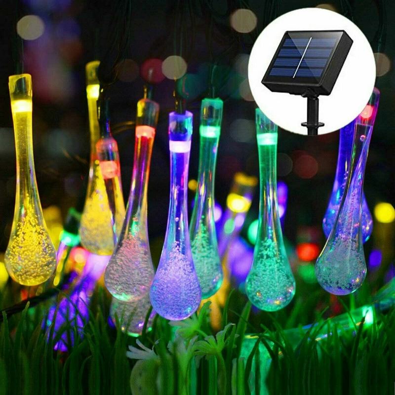 20m 200 Led Solární Kapka Vody Fairy String Light Garden Party Vánoční Dekorace