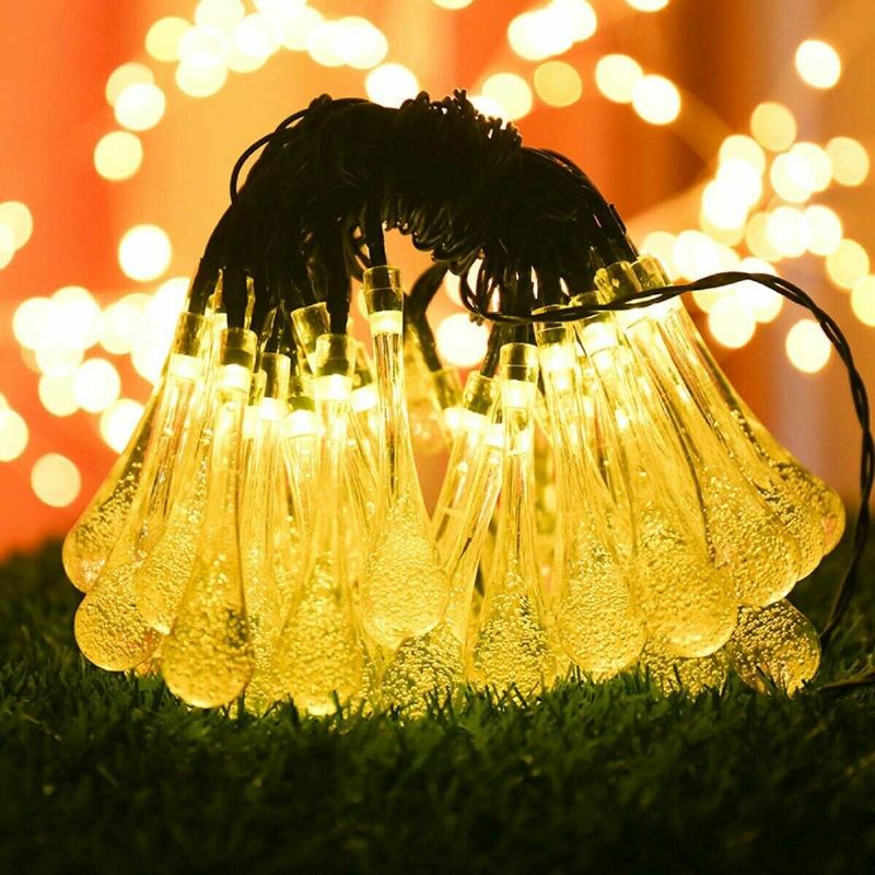 20m 200 Led Solární Kapka Vody Fairy String Light Garden Party Vánoční Dekorace