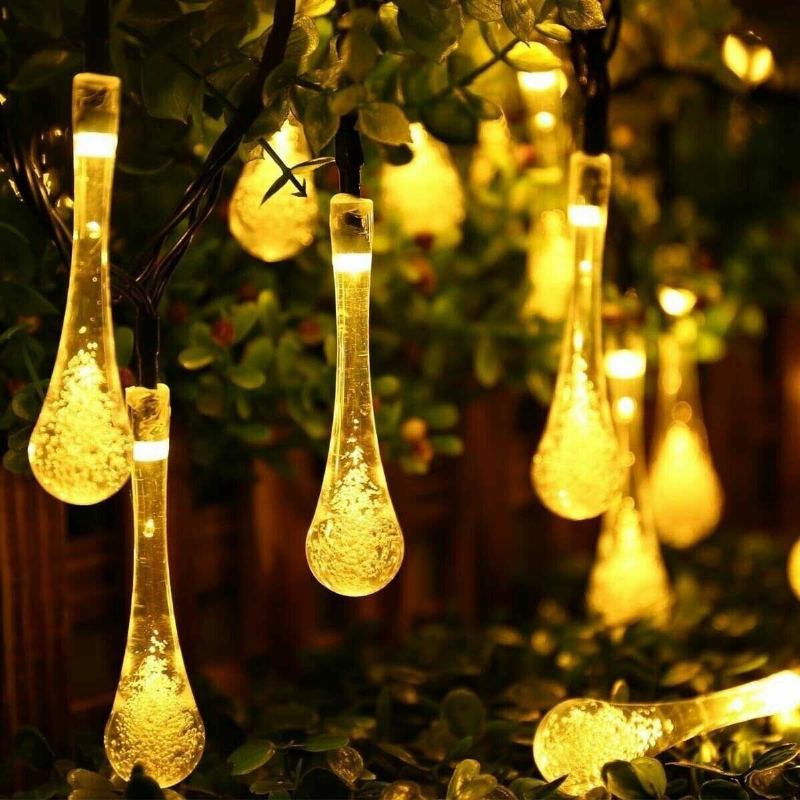 20m 200 Led Solární Kapka Vody Fairy String Light Garden Party Vánoční Dekorace