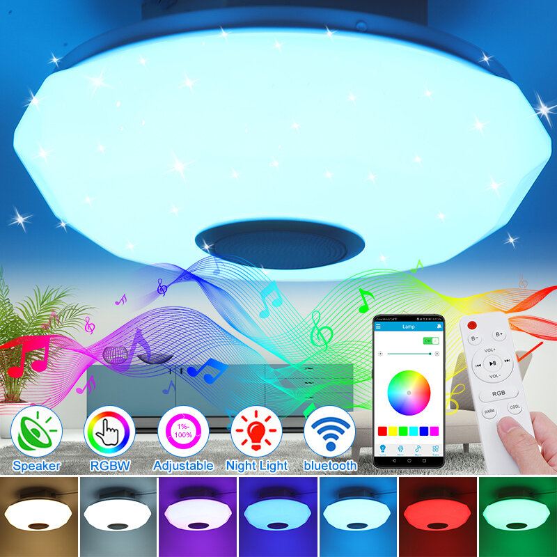 220v Led Rgb Stropní Světlo 3000-6500k Stmívatelná Akrylová Hudební Lampa Bluetooth Dálkové Ovládání