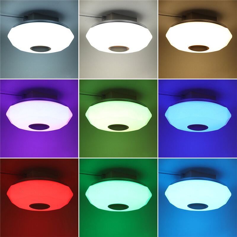 220v Led Rgb Stropní Světlo 3000-6500k Stmívatelná Akrylová Hudební Lampa Bluetooth Dálkové Ovládání