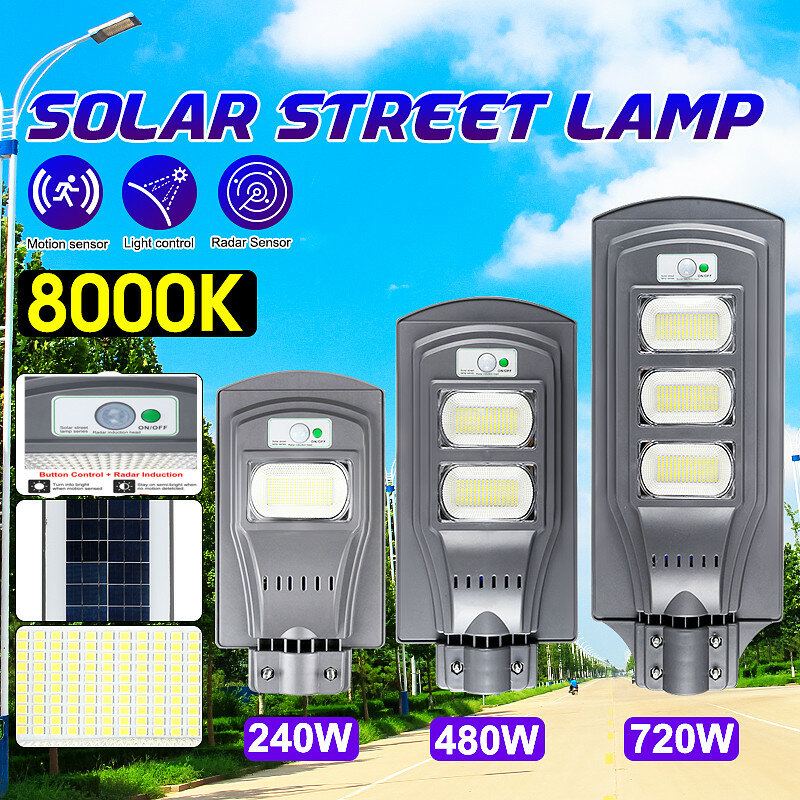 240w 480w 720w Led Street Light Šedá Shell 2835 Solární Lampa Pir Pohybový Senzor Vodotěsné Zahradní Osvětlení