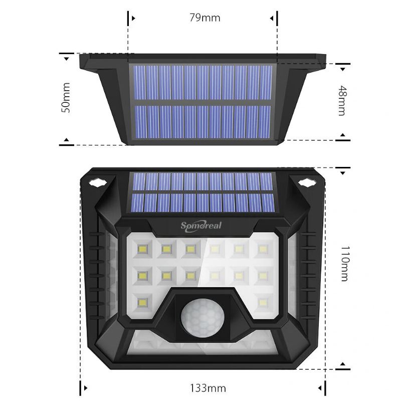 2ks Somoreal Sm-olt3 Venkovní Solární Světla 32 Led 120°pir Senzor Širokoúhlé Vodotěsné Nástěnné Svítidlo Pro Zahradní Cestu Dvorní Bezpečnostní Lampu