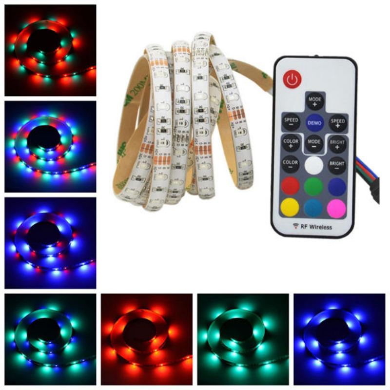 2m 3m 5m Usb Vodotěsný Smd 2835 Rgb Tv Proužek Pozadí Se 17 Klíči Rf Dálkový Ovladač Dc5v