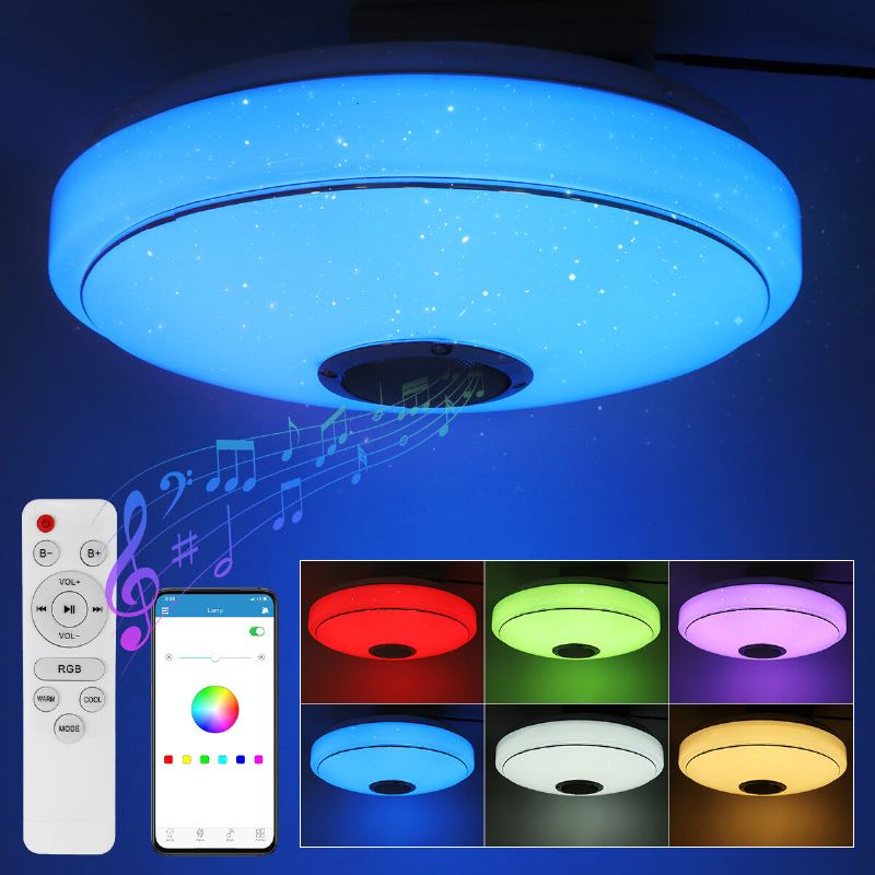 30cm 36w Rgbw Led Stropní Svítidlo S Dálkovým Ovládáním Bluetooth Reproduktor Noční Lampa S App Do Ložnice Dekorativní Lampy Na Domácí Párty 220v