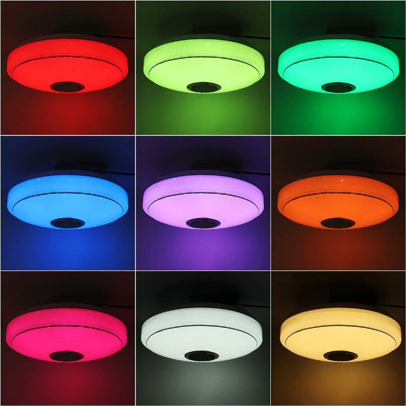 30cm 36w Rgbw Led Stropní Svítidlo S Dálkovým Ovládáním Bluetooth Reproduktor Noční Lampa S App Do Ložnice Dekorativní Lampy Na Domácí Párty 220v