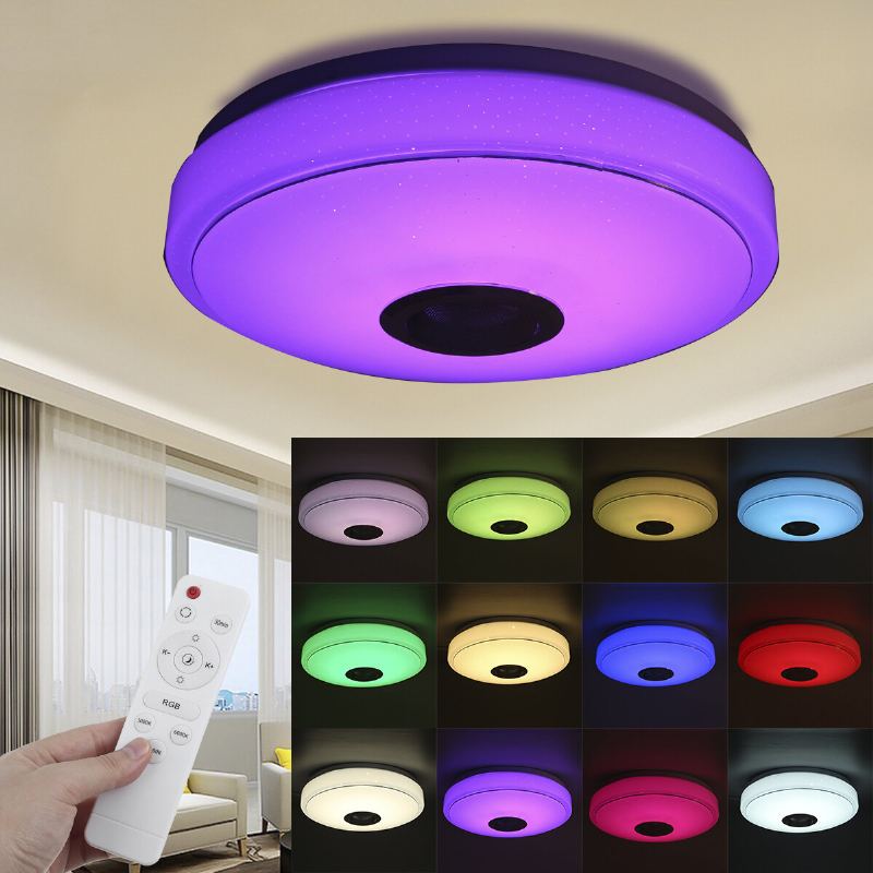 33cm 100w Bluetooth Wifi Led Stropní Světlo Rgb Hudební Reproduktor Stmívatelná Lampa App Dálkové Ovládání 110-245v