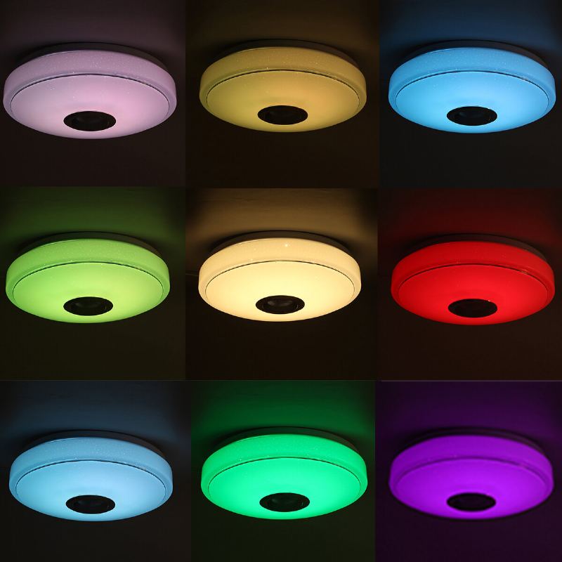 33cm 100w Bluetooth Wifi Led Stropní Světlo Rgb Hudební Reproduktor Stmívatelná Lampa App Dálkové Ovládání 110-245v