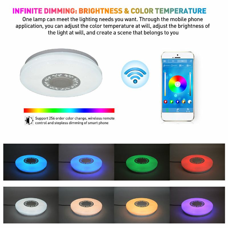 34cm Rgb Led Hudební Stropní Světla Domácí Osvětlení App Bluetooth Světlo Do Ložnice Chytrá Lampa + Dálkové Ovládání