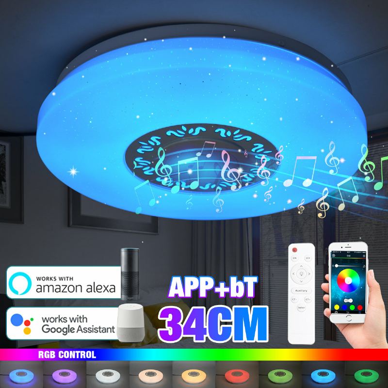 34cm Rgb Led Hudební Stropní Světla Domácí Osvětlení App Bluetooth Světlo Do Ložnice Chytrá Lampa + Dálkové Ovládání