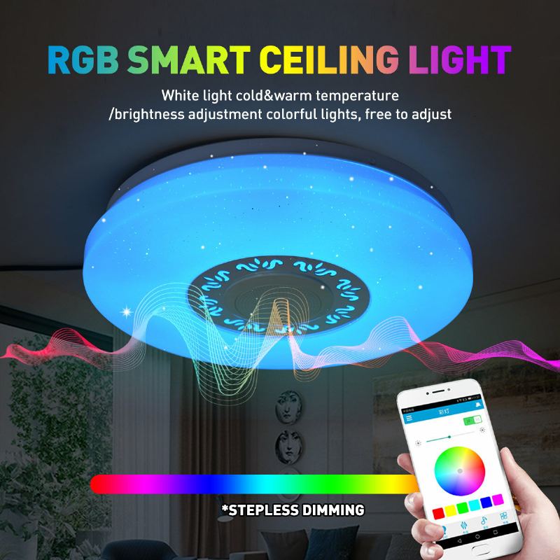 34cm Rgb Led Hudební Stropní Světla Domácí Osvětlení App Bluetooth Světlo Do Ložnice Chytrá Lampa + Dálkové Ovládání