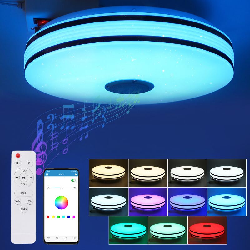 36/60w 220v/110-220v Stmívatelné Bluetooth Wifi Led Inteligentní Stropní Světlo 256 Rgb Hudební Reproduktorová Lampa App Remote