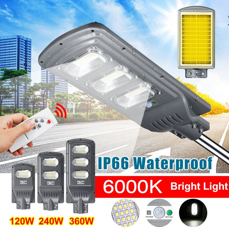 360w 36000lm 351 Led Wall Street Light Solární Panel Lampa Se Senzorem Pohybu S Ovládáním