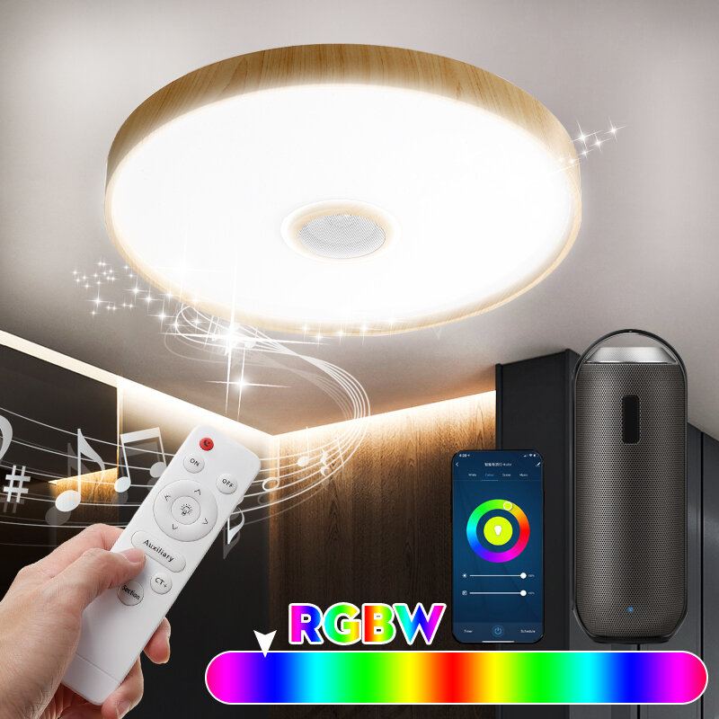 38cm Stropní Svítidlo S Bluetooth Reproduktorem Stmívatelné Moderní Smart Home Party Light Ovládání Jas Barvy Světla A Hudba S Dálkovým Ovládáním Přes Mobilní Aplikaci