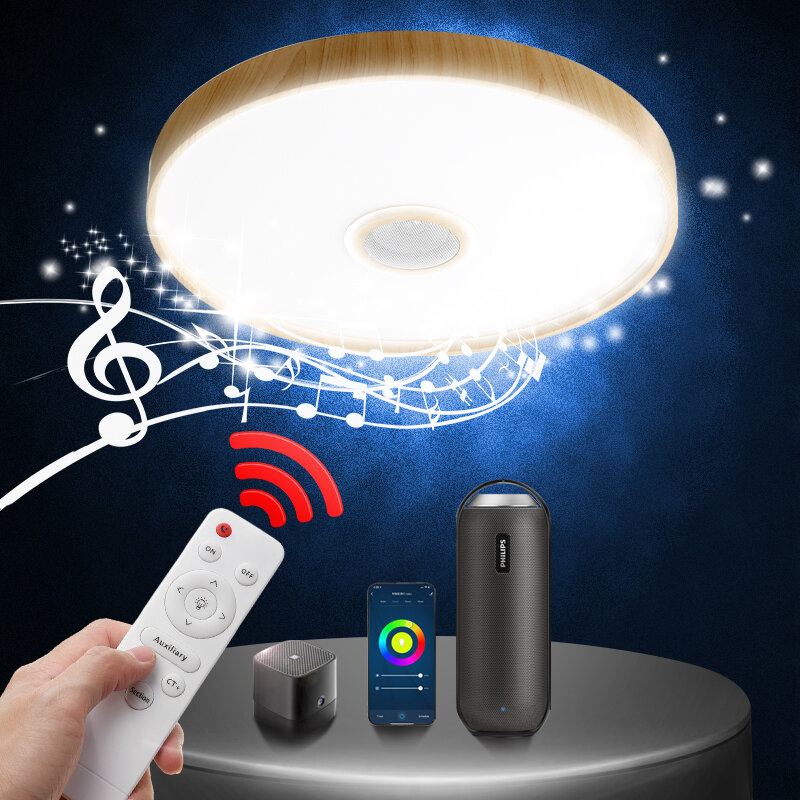 38cm Stropní Svítidlo S Bluetooth Reproduktorem Stmívatelné Moderní Smart Home Party Light Ovládání Jas Barvy Světla A Hudba S Dálkovým Ovládáním Přes Mobilní Aplikaci