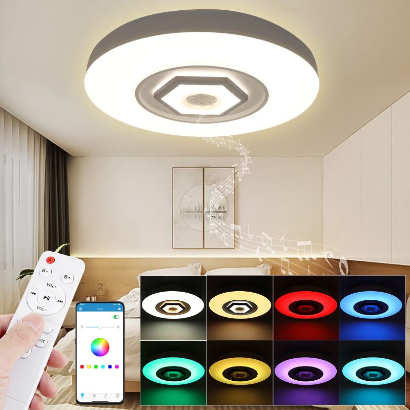 50cm 220v Led Rgb Hudební Stropní Světlo Chytrá Lampa Bluetooth App/dálkové Ovládání