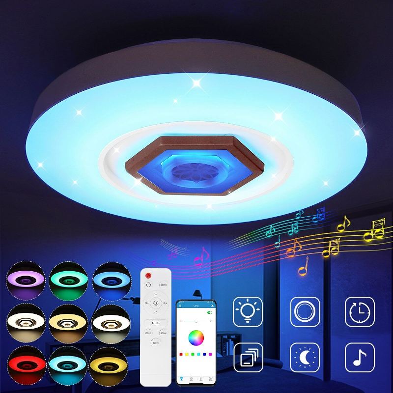 50cm 220v Led Rgb Hudební Stropní Světlo Chytrá Lampa Bluetooth App/dálkové Ovládání