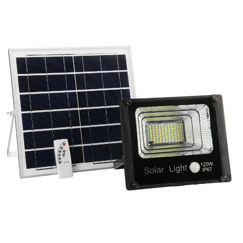 50w 80w 120w Venkovní Solární Napájení Pir Pohybový Senzor Zahradní Světlomet Led Dálkové Ovládání Bezpečnostní Světlo