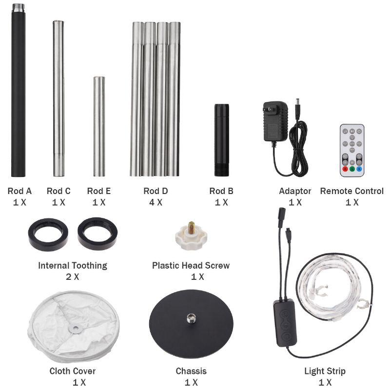 57'' Inteligentní Led Stojací Lampa Rgb Hudební Tkanina Stojící Stmívatelné Světlo App+dálkové