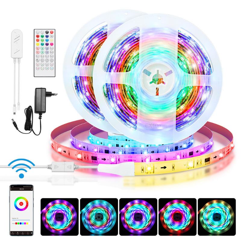 5m/10m Vestavěný Ic Smart Wi-fi Rgb Magický Led Pásek Světlo+40keys Ir Dálkové Ovládání Spolupráce S Alexa Google Assistant Vánoční Ozdoby Výprodej Osvětlení