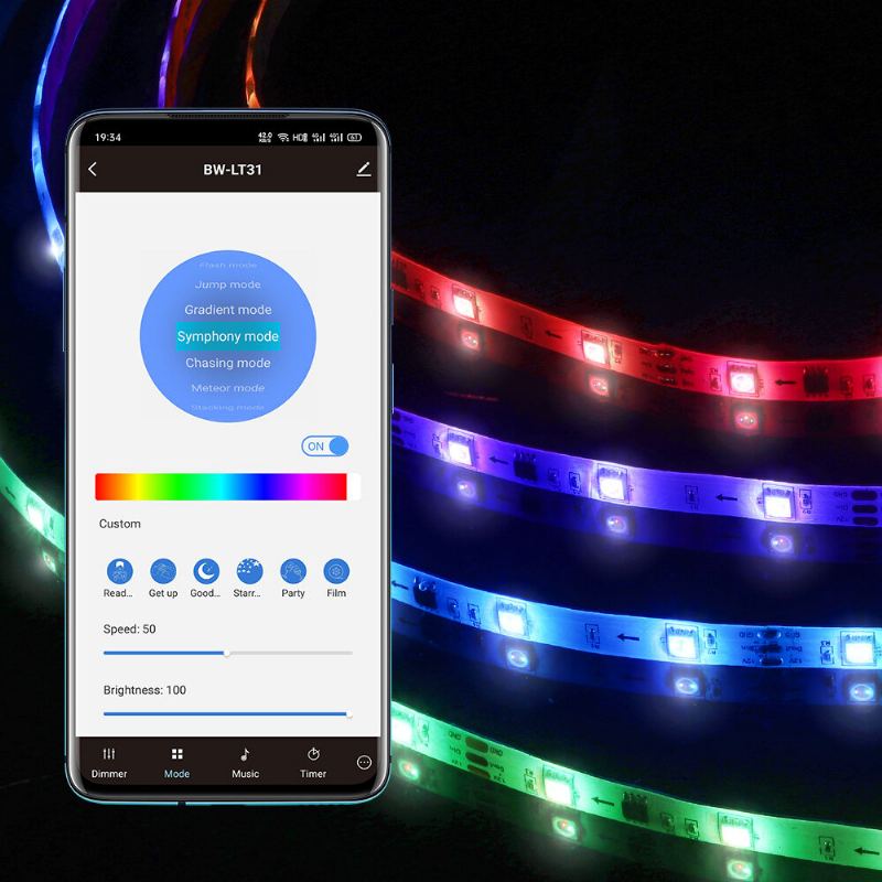 5m/10m Vestavěný Ic Smart Wi-fi Rgb Magický Led Pásek Světlo+40keys Ir Dálkové Ovládání Spolupráce S Alexa Google Assistant Vánoční Ozdoby Výprodej Osvětlení