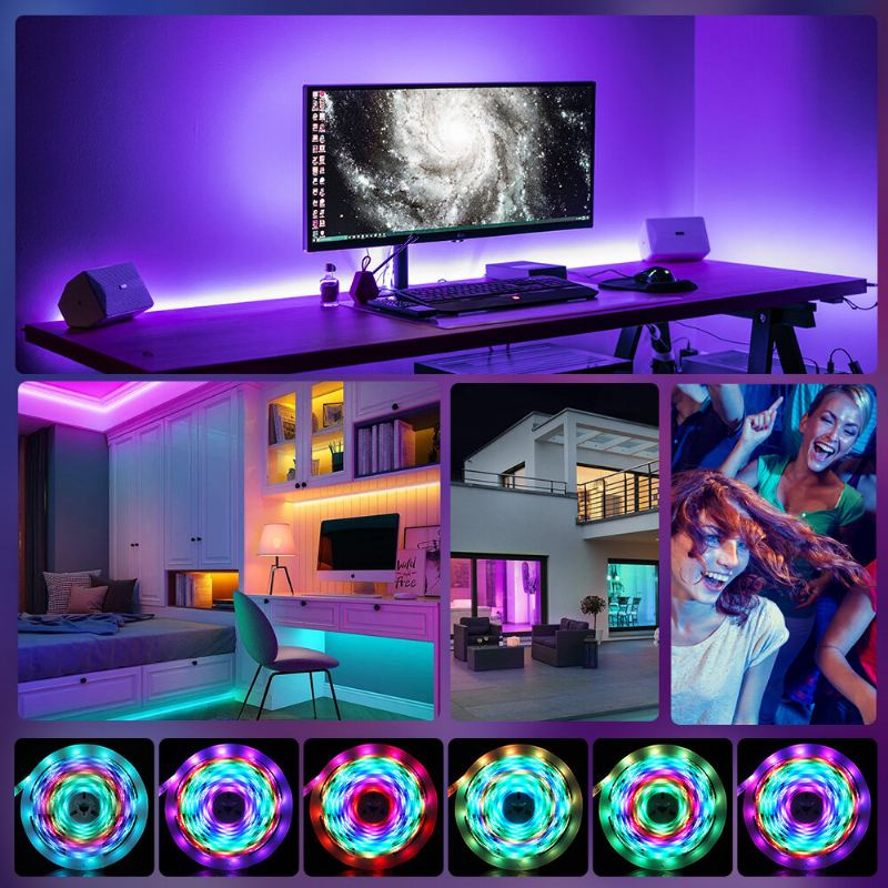 5m/10m Vestavěný Ic Smart Wi-fi Rgb Magický Led Pásek Světlo+40keys Ir Dálkové Ovládání Spolupráce S Alexa Google Assistant Vánoční Ozdoby Výprodej Osvětlení