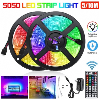 5m/2x5m Rgb Vodotěsné 5050 Led Páskové Světlo + 44 Klíčový Dálkový Ovladač + Americký Napájecí Adaptér Dc12v Pro Tv Domácí Skříň