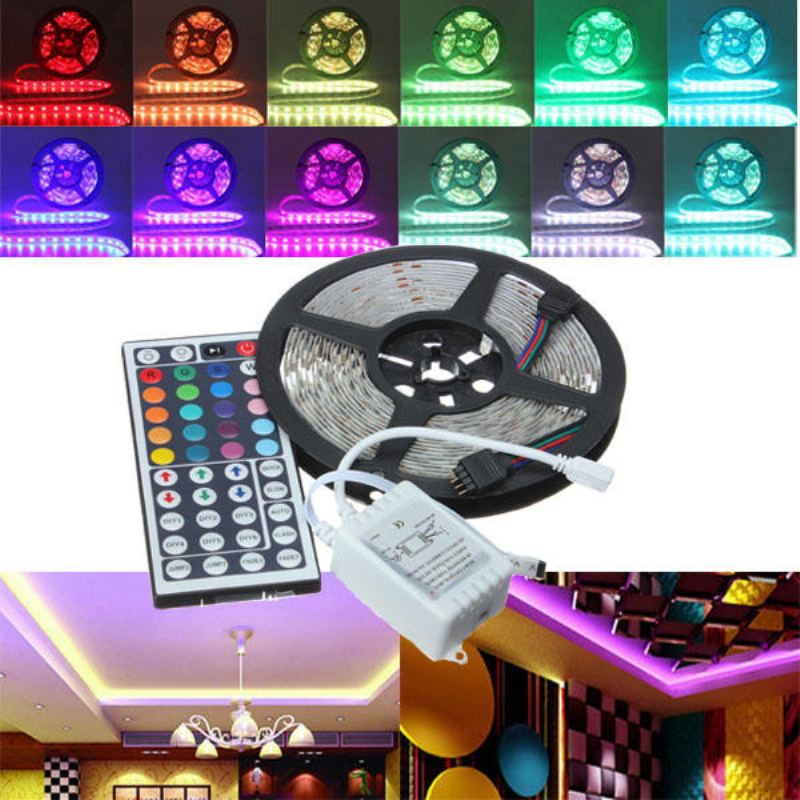 5m Rgb 5050 Smd Nevodotěsný 300 Led Světelný Pás Dc 12v+44keys Ir Dálkové Ovládání