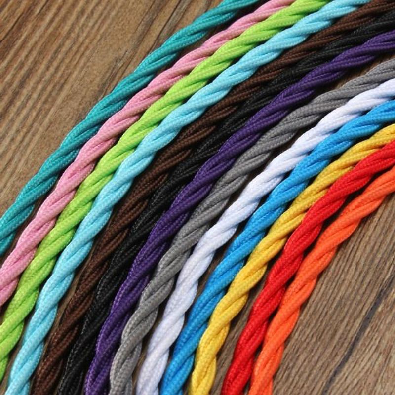 5m Vintage Barevné Diy Twist Pletená Tkanina Flex Kabel Drátový Elektrická Světelná Lampa