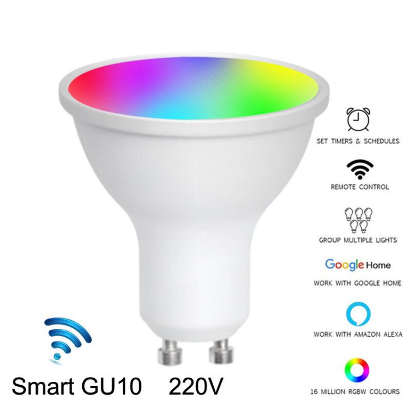 5w Gu10 Rgb Wifi Smart Bulb Ovládání App Hlasové Funguje S Google Assistant Alexa