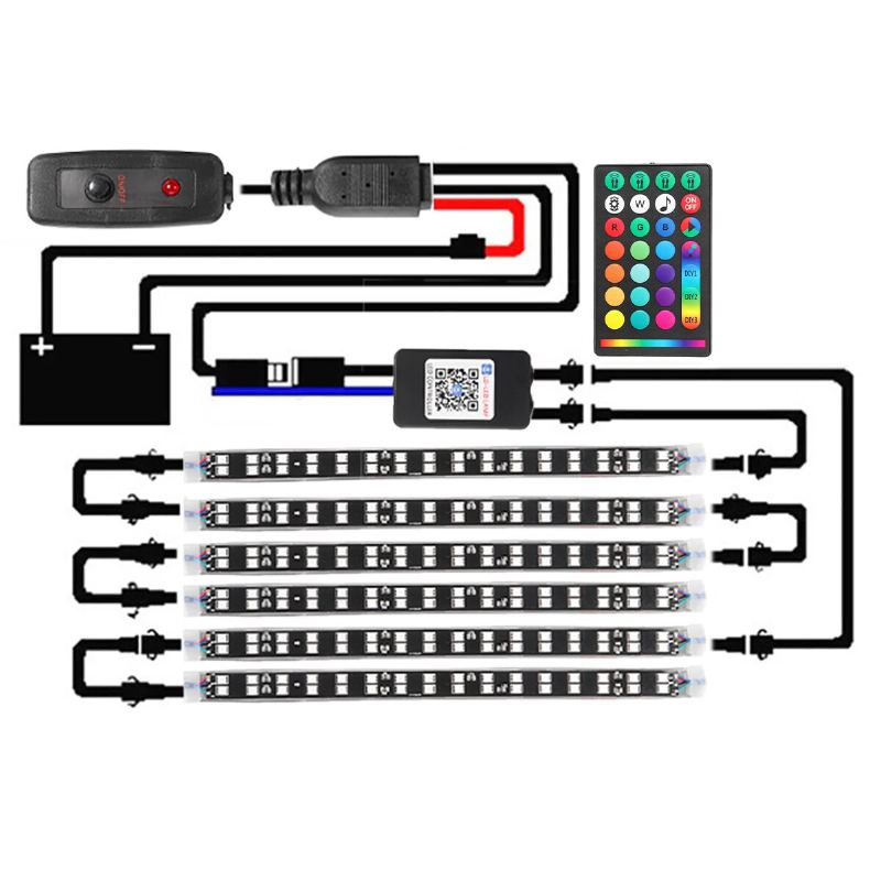 6/8ks 5050 Led Podsvícení Do Auta Dc12v 40w Rgb Led Neonové Do Atmosféra Bluetooth Ovládání