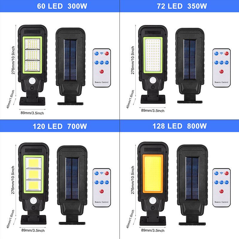 60/72/120/128led Cob Solární Pouliční Osvětlení Pir Nástěnná Lampa S Pohybovým Senzorem + Dálkové Ovládání