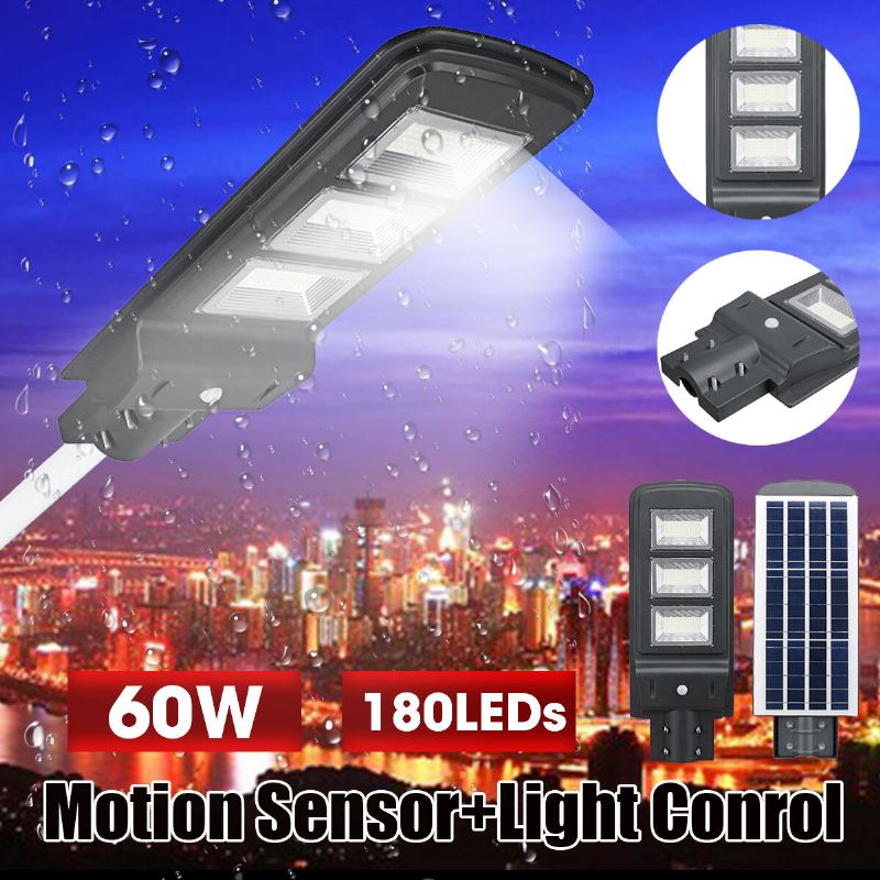 60w 180led Solární Lampa Pir Pohybový Senzor Venkovní Zahradní Pouliční Osvětlení Pro Silniční Zahradu